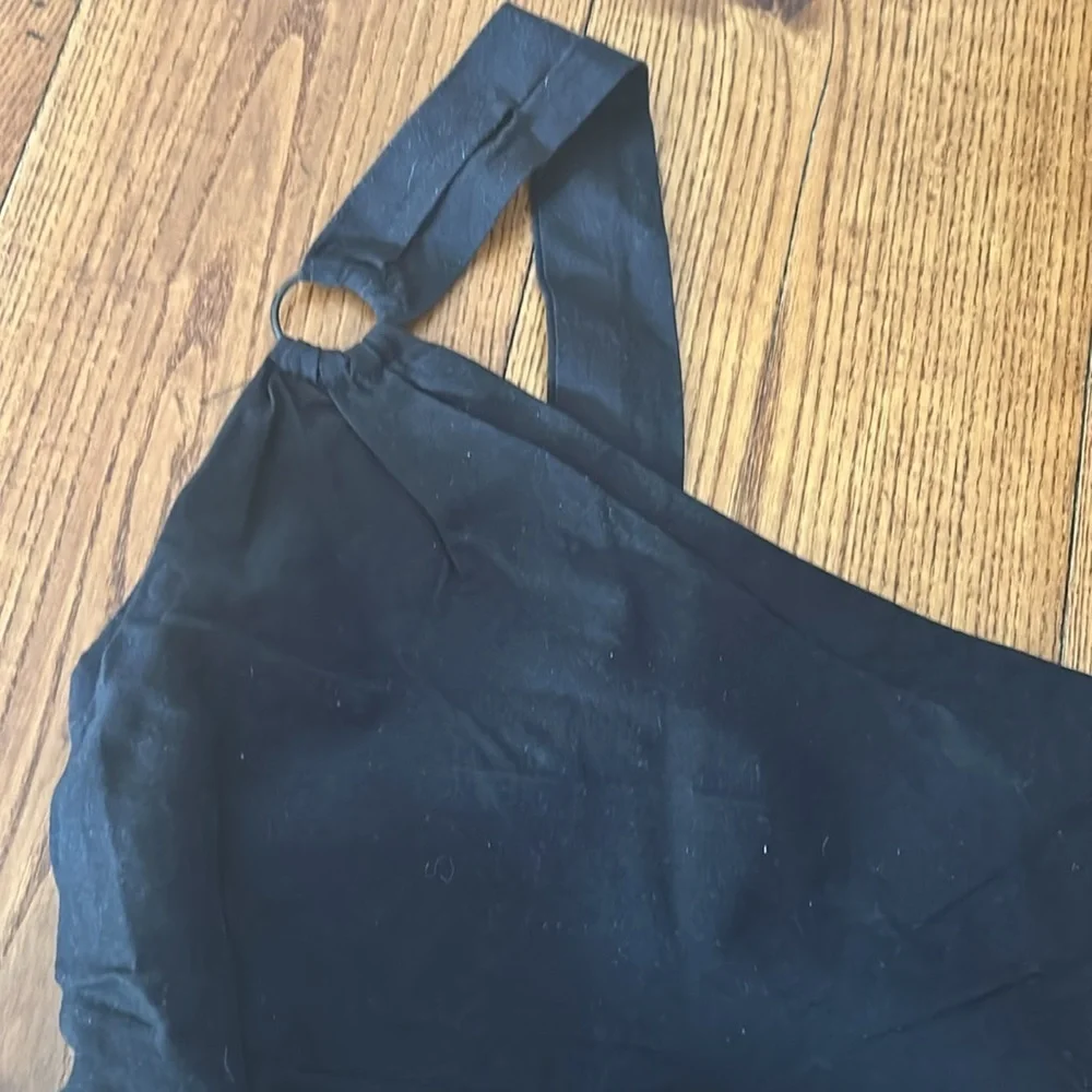 NWOT ZARA one shoulder linen blend crop top black - Picture 4 of 9